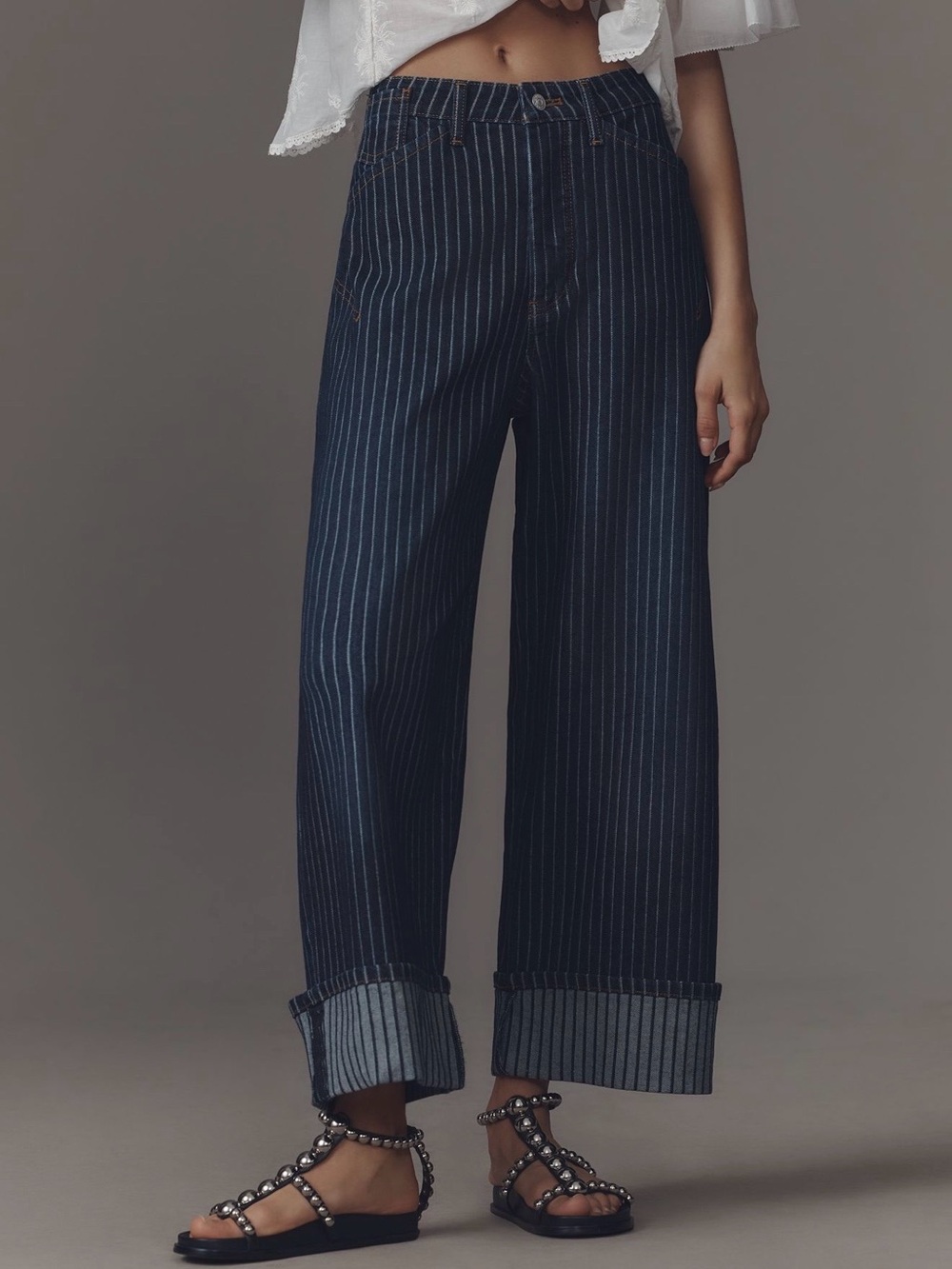 Kayden High Rise Railroad Stripe Carpenter Barrel Jeans by Pilcro ~ NWT